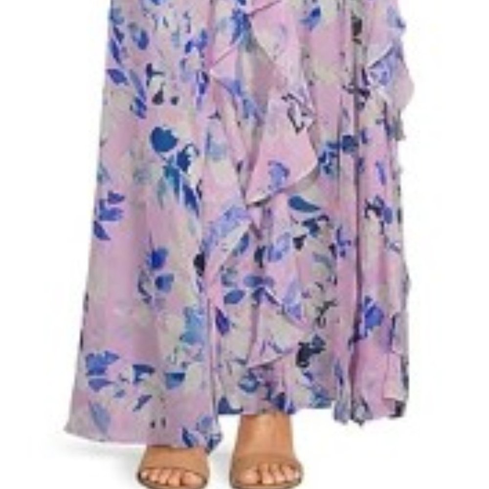 Eliza J Maxi Dress Floral Print Ruffle Halter Neck Sleeveless SZ12 *NEW W/TAGS* - Picture 9 of 14